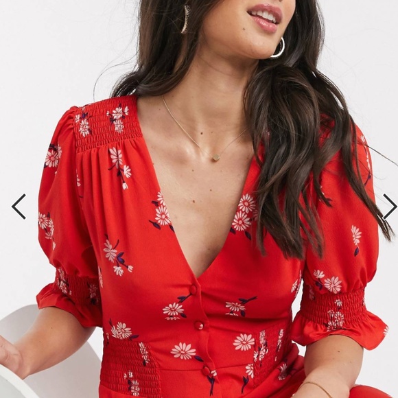 ASOS DESIGN button through maxi tea dress with shirred waist in floral print - Picture 3 of 7